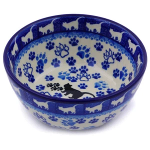 Polish Pottery Bowl 5" Ceramika Artystyczna Boo Boo Kitty Paws
