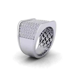 3Ct Round Cut Lab Created Diamond Men's Wedding Band Ring 14K White Gold Plated - Picture 1 of 5
