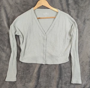 Hollister Button-Down Cardigan Women’s - Size S - Green Ribbed Knit - Picture 1 of 5