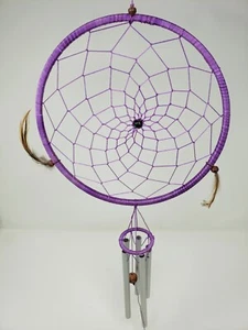 Indonesischer / Balinesischer handgefertigter indianischer großer Traumfänger lila - Bild 1 von 2