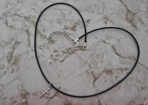 Silver Cross Pendant Black Necklace Fashion Jewellery For Men Women Unisex *UK* - Picture 1 of 1