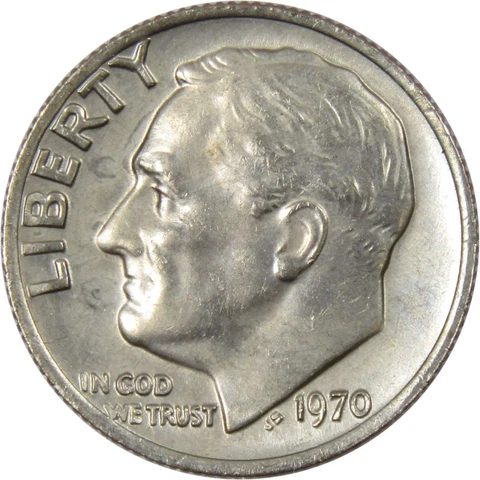 1970 Roosevelt Dime BU Uncirculated Mint State 10c US Coin Collectible Cover