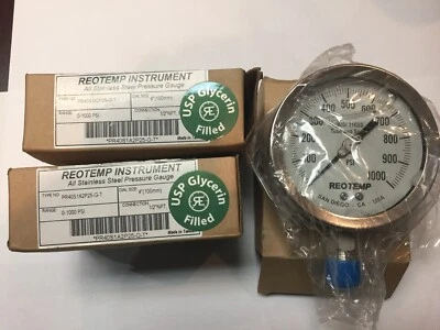 Reotemp Pressure Gauge 0-1000PSI Conn. 1/2” NPT LM Size 4” 2.33.30 - Image 1 of 2