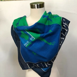 Lauren Ralph Lauren women signature equestrian wool silk square scarf - Picture 1 of 7