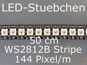 0,5m WS2812B / SK6812 RGB LED Stripe black - 144 LED/m - integrierter Controller - Bild 1 von 1