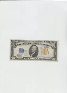 1934-A $10 North Africa WWII Emergency Issue Silver Certificate AA Block - Picture 1 of 5