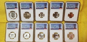 2018-S SILVER REVERSE PROOF 1st DAY ISSUE NGC PF70 NGC 10 COIN SET - Picture 1 of 16