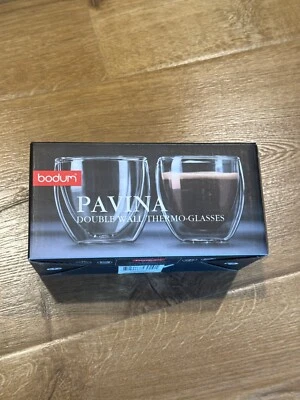 Bodum Pavina Glass, Double-Wall Thermo Glasses, 2.5 oz Set of 2 NEW Open Box - Image 1 of 4