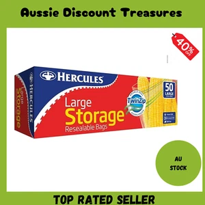 50pc Hercules Twin Zip Storage Bags Large Resealable Food Storage Bag - Picture 1 of 2