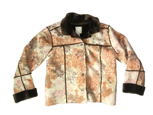 J JILL Colorful/Orange FAUX SUEDE JACKET Asian-Style Warm Winter Coat Women's M - Picture 1 of 7
