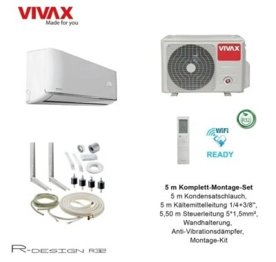VIVAX R Design 12000 BTU + 5 m Komplett SET 3,8 KW Klimagerät Klimaanlage A+++ - Bild 1 von 4