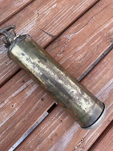 Messing Feuerlöscher 10" KFZ mit Halterung ohne Etikett  - Bild 1 von 5