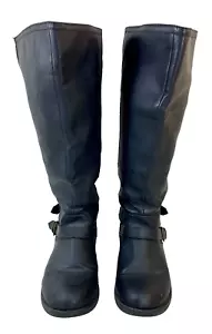 BRASH BLACK PIKE TALL REITSTIEFEL GRÖSSE 8W Kunstleder durchgehender Reißverschluss Schnallen sehr guter Zustand - Bild 1 von 11