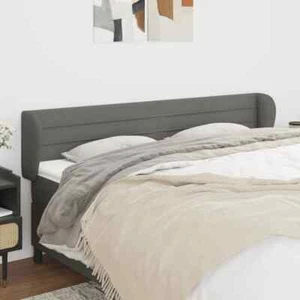 Winged Fabric Headboard Bedhead Bed Frame Ear Head Dark Grey Queen Size 163cm - Picture 1 of 9