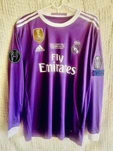 Real Madrid Away 2016/17 Purple Long Sleeve Jersey UEFA Final Ronaldo 7 Size XL - Picture 1 of 6