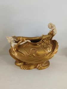 Jugendstil Gold Schale Damen ausgefallenes Jugendstil Dekor M41 - Bild 1 von 15