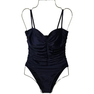 J. Crew 6 Navy Blue Ruched Sweetheart One-Piece Swimsuit Women's - Picture 1 of 10