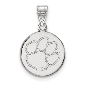 Sterling Silver Clemson U Medium Disc Pendant - Picture 1 of 4