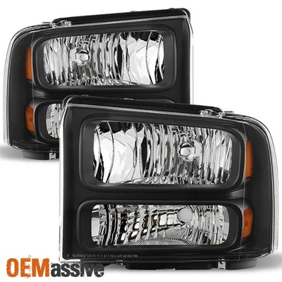Fit 1999-2004 Ford Superduty Excursion Conversion 07 Black Harley Headlights - Изображение 1 из 4