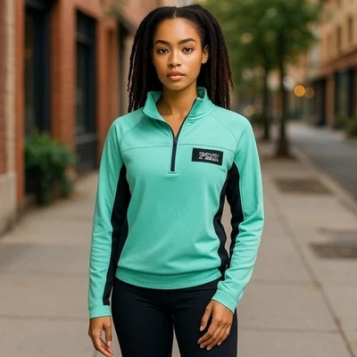 Pullover ROSA Victoria's Secret para mujer talla S Ultimate Aqua Mint negro manga larga Foto 1 de 4