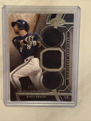 2015 Topps TIER One TRIPLE Relic /25 RYAN BRAUN #TOR-RB MIL SSP Nm GU Mem FREE S - Image 1 of 4
