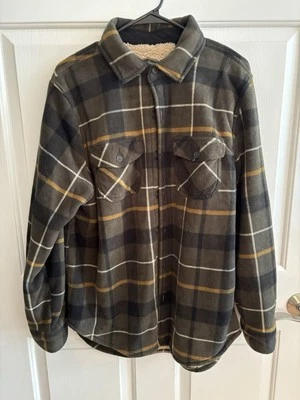 Freedom Foundry Olive Green Plaid Sherpa Lined Fleece Jacket, Men’s Sz Large - Изображение 1 из 4