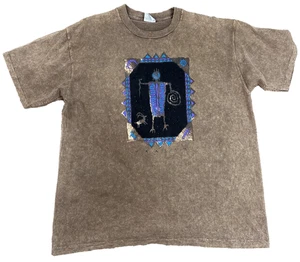 Camiseta Navajo Tribal Arte Rupestre BFOFOFO Puntada Única Talla 1 - XL Nativa De Colección - Imagen 1 de 5