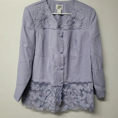 Midnight Velvet Lavender Beaded Embroidered Blazer Jacket 18W Plus Size - Image 1 of 4