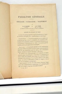LIVRE ANCIEN MÉMOIRE SUR LA PARALYSIE HÉRÉDITÉ ALCOOLISME TABAGISME EO 1898 - Picture 1 of 4