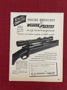 Weaver Scopes K2.5 & K4  1947 Print Ad Hunting Advertisement - Picture 1 of 3