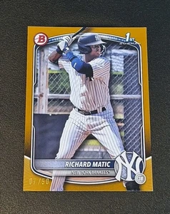 2025 Bowman Richard Matic Prospects Gold Border 7/50 Yankees - Picture 1 of 3