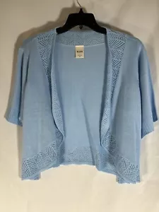 Blair Womens Cardigan Size 2XL BlueOpen Front Stretch 3/4 Sleeve EUC - Picture 1 of 11