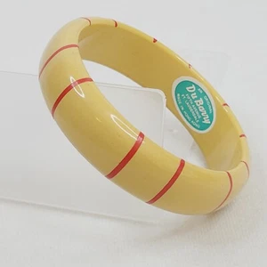 Brazalete Brazalete Vintage Du Barry Acrílico Mantequilla Amarillo Rojo Rayas Retro Años 60 70 - Imagen 1 de 6