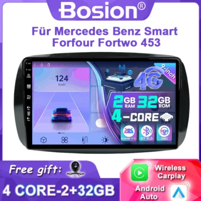 ✅2G+32GB✅Carplay Autoradio Android 14 Für Mercedes Benz Smart Forfour Fortwo 453 - Bild 1 von 4