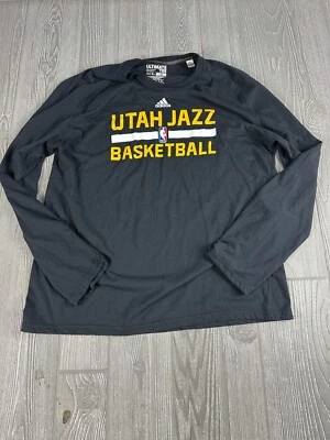 Utah Jazz Adidas Mens Tee Size XL Black Logo Long Sleeve - Image 1 of 4