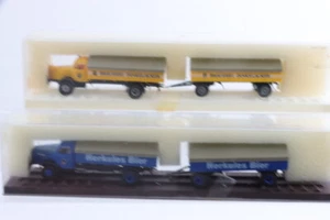 H0 Brekina 1:87 4402 7327 Mercedes Dinkelacker Hércules remolque camión embalaje original/L42 - Imagen 1 de 1