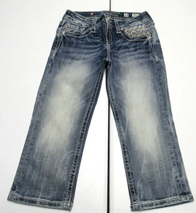 Miss Me Girls Capri Stretch Blue Jeans Size 14 - Picture 1 of 7