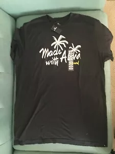 New RIP CURL Made with Aloha Surf T-Shirt, Hencho Palm Tree Black, Cotton, Large - Picture 1 of 4