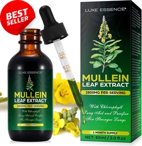 Mullein Leaf Extract 60ml Respiratory Support Lung Health Clear Breathing Herbal - Picture 1 of 12