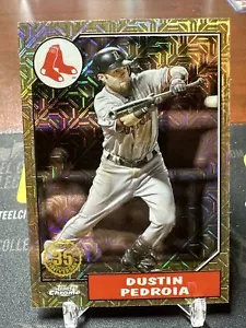 2022 Topps Dustin Pedroia Chrome 35th Anniversary Mojo Refractor #T87C-42 Boston - Picture 1 of 2