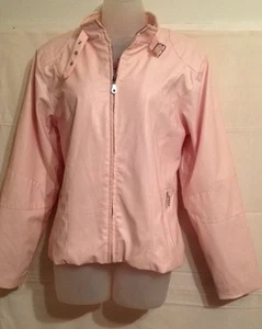 KC Collection Women's Sz M Jacket Coat Pale Pink Faux Leather Zip Front - Picture 1 of 11