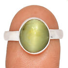 Natural Yellow Cat's Eye 925 Sterling Silver Ring Jewelry s.9 CR28171
