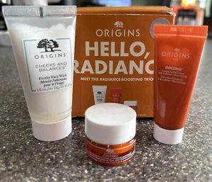ORIGINS HELLO, RADIANCE - Boosting Trio Ginzing Gel Cream & Eye Cream Face Wash - Picture 1 of 2
