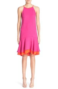 SZ 12 Diane von Furstenberg Kera Combo Sleeveless Crepe Drop Waist Dress NWT - Picture 1 of 4