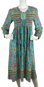 R. Vivimos Midi Dress Long Sleeve Floral Print V Neck Tassels Bohemian Sz S - Picture 1 of 9