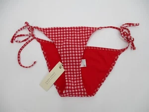 Zara Home Womens Bikini Bottoms Small Red Gingham White String Preppy Casual New - Picture 1 of 11