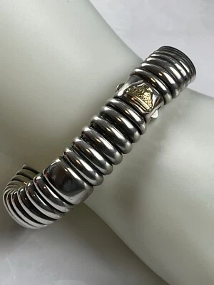 Lagos Caviar Fluted Bracelet 925 18k Heavy. Larger Wrist Foto 1 de 4