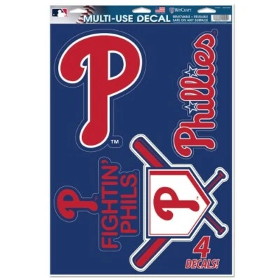 PHILADELPHIA PHILLIES 4 PC. MULTI-USE DECALS 11"X17" WINDOWS WALLS LIKE FATHEAD - Image 1 of 2