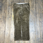 Jumbo Cord Trousers Straight Leg Vintage 90s Corduroy Pants, Green, Mens 40?