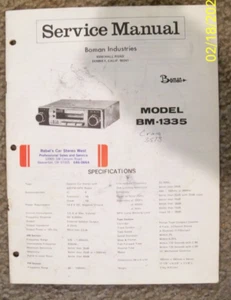 Boman Service Manual AM/FM Stereo In-Dash with Cassette Player BM-1335 - Picture 1 of 3